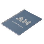 Minimalist Schieferblau und Sand-Beige-Monogramm Notizblock (Linke Seite)
