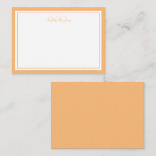 Minimalist Schrift Orange Zwei Rand Monogramm Mitteilungskarte