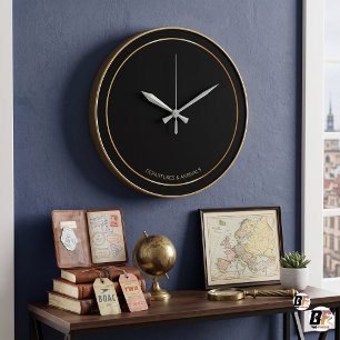 Minimalist Schwarz & Gold Abflüge Ankünfte Benutze Große Wanduhr