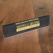 Minimalist Schwarz & Gold Farbe Professionell Mode Namensplakette (Seite)