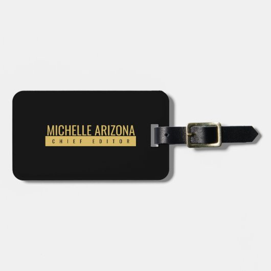 Minimalist Schwarz & Gold Farbton Professionell Mo Gepäckanhänger (Vorderseite horizontal)