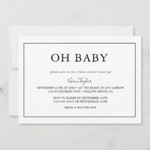 Minimalist Schwarz   Oh Baby Baby Shower Einladung