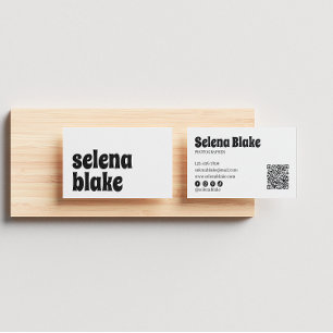 Minimalist Schwarz und Weiß   Moderner QR-Code  Visitenkarte