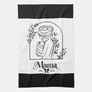 Minimalist Schwarz & Weiß 1. Muttertag Est. Geschirrtuch