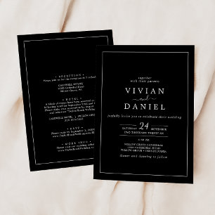 Minimalist   Schwarze All-In-One-Hochzeit Einladung