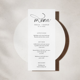 Minimalist schwarze weiße Kalligrafie Hochzeitsmen Einladung