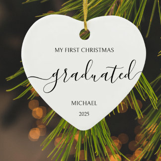 Minimalist Schwarzes Erstes Weihnachten Diplomiert Keramik Ornament