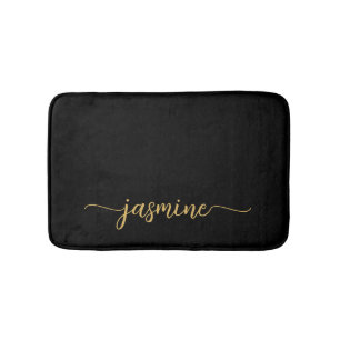 Minimalist Schwarzes Gold Weibliches Monogramm Nam Badematte