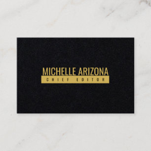 Minimalist Schwarzes & Goldfarbenes Modernes Profe Visitenkarte