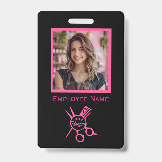 Minimalist Scissor Pink Photo Logo Hair Salon Ausweis