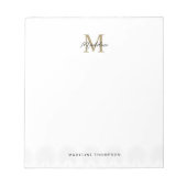 Minimalist Script Anahaw Leaves Gold Monogram Notizblock (Vorderseite)