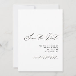 Minimalist Script Black & White Photo Wedding Save The Date