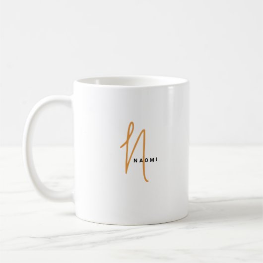 Minimalist Script | Custom Monogram and Name Kaffeetasse (Links)