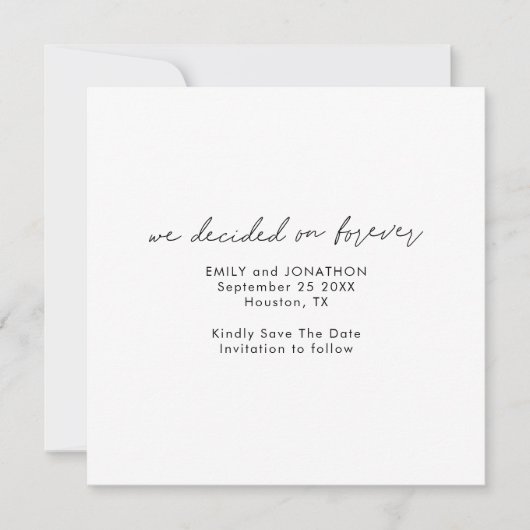 Minimalist Script Decided on Forever Square Save The Date (Vorderseite)