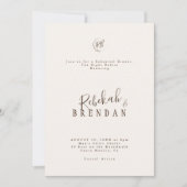 Minimalist Script Floral Monogram Rehearsal Dinner Einladung (Vorderseite)