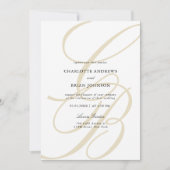 Minimalist Script Font Monogram QR Code Wedding Einladung (Vorderseite)