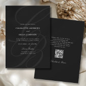 Minimalist Script Font Monogram QR Code Wedding Einladung