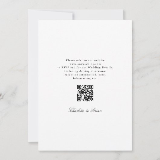 Minimalist Script Font Monogram QR Code Wedding Einladung (Rückseite)