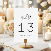 Minimalist Script Heart Modern Wedding Tischnummer