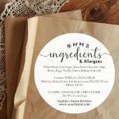 Minimalist Script Ingredient Allergen Bakery Runder Aufkleber