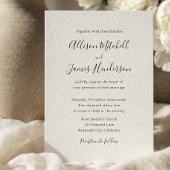 Minimalist Script Ivory Photo Wedding Einladung