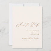 Minimalist Script Ivory & Tan Photo Wedding Save The Date (Vorderseite)