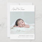 Minimalist Script Lettering 5-Photo Baby Birth Ankündigung (Vorderseite)