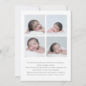 Minimalist Script Lettering 5-Photo Baby Birth Ankündigung (Rückseite)