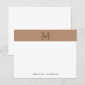 Minimalist Script Metallic Taupe Gold Monogram Mitteilungskarte (Vorne/Hinten)