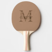 Minimalist Script Metallic Taupe Gold Monogram Tischtennis Schläger (Vorderseite)