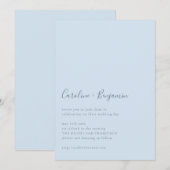 Minimalist Script Modern Simple Soft Blue Wedding Einladung (Vorne/Hinten)