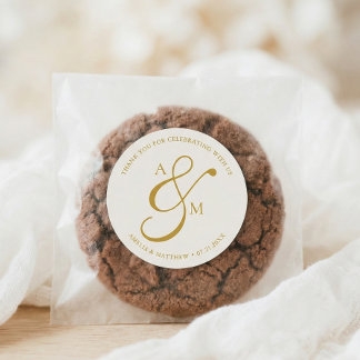 Minimalist Script Monogram Wedding White Runder Aufkleber