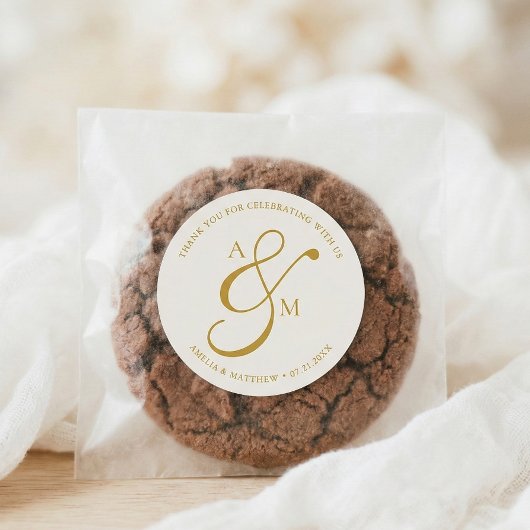 Minimalist Script Monogram Wedding White Runder Aufkleber