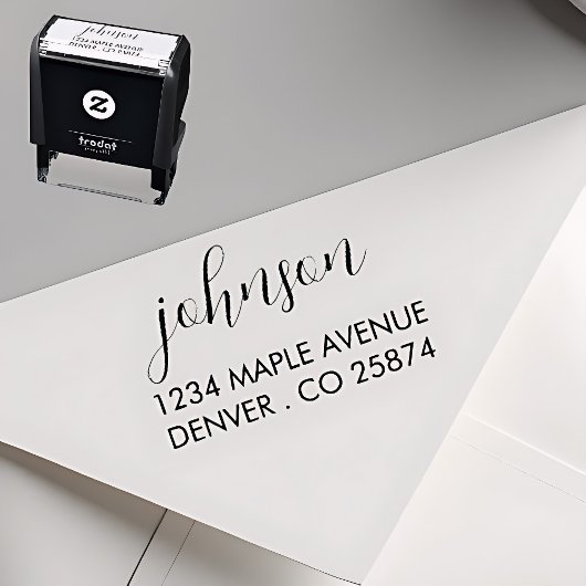 "Minimalist Script Name and Address Self-inking St Permastempel