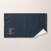 Minimalist Script Navy Blue Metallic Gold Monogram Badhandtuch Set (Handtuch)