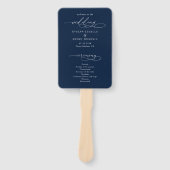 Minimalist Script Navy Blue Wedding Program Fächer (Vorderseite)