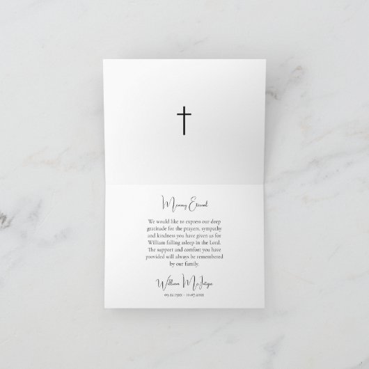 Minimalist Script Orthodox Christian Funeral Dankeskarte (Innenseite)
