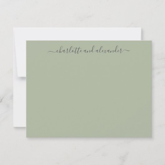 Minimalist Script Personalized Couples Jade Green Mitteilungskarte (Vorderseite)