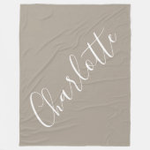 Minimalist Script Personalized Name Taupe Brown Fleecedecke (Vorderseite)