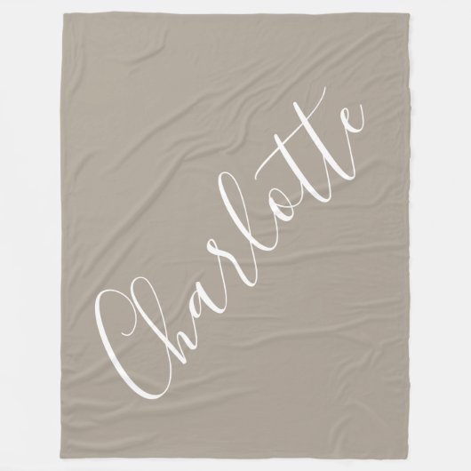 Minimalist Script Personalized Name Taupe Brown Fleecedecke (Vorderseite)
