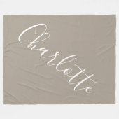 Minimalist Script Personalized Name Taupe Brown Fleecedecke (Vorderseite (Horizontal))