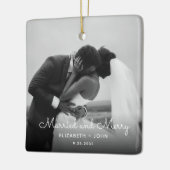 Minimalist Script Photo Black and White Married Keramikornament (Links)