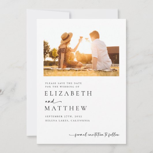 Minimalist Script Photo Wedding Save The Date (Vorderseite)
