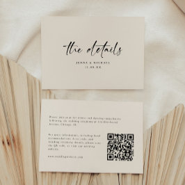 Minimalist Script QR Code Wedding Details Begleitkarte