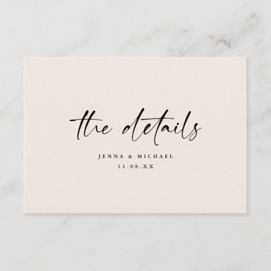 Minimalist Script QR Code Wedding Details Begleitkarte (Vorderseite)