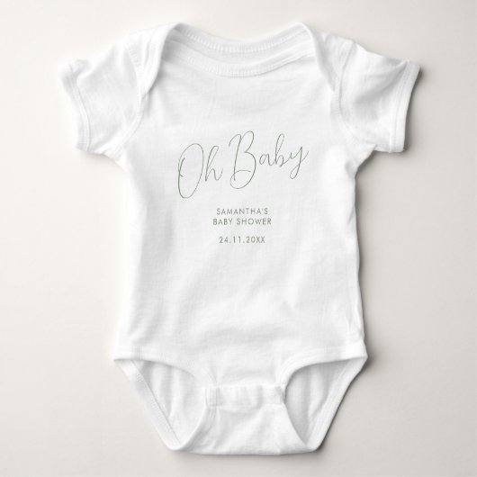 Minimalist Script Sage Green Oh Baby gift Baby Strampler (Vorderseite)