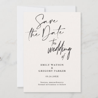 Minimalist Script Save The Date Wedding Invitation Einladung