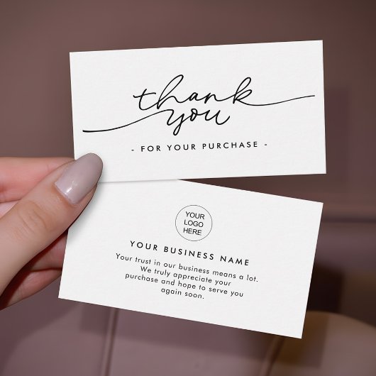 Minimalist Script Thank You Business insert Cards Visitenkarte