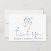 Minimalist Script Typography Winter Baby Shower Dankeskarte (Vorderseite)