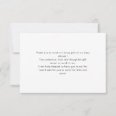 Minimalist Script Typography Winter Baby Shower Dankeskarte (Rückseite)